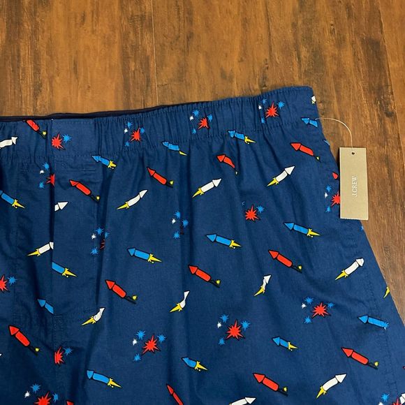 NWT J. CREW Mens Fireworks Printed Boxer Shorts in Dark Blue #AP860 - Picture 2 of 8